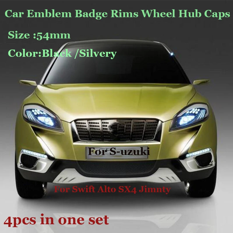 

4pcs/set 54mm Auto Badge wheel hub caps Rims Car Emblem Wheel hub cover For Swift Alto SX4 Jimnty Label Chrome base