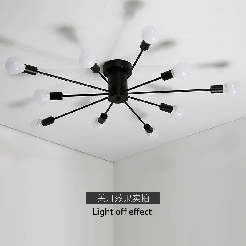 Lámpara de araña con 6-8 cabezales, iluminación interior moderna para el hogar, nórdica, para sala de estar y dormitorio, E27, cuerpo de hierro