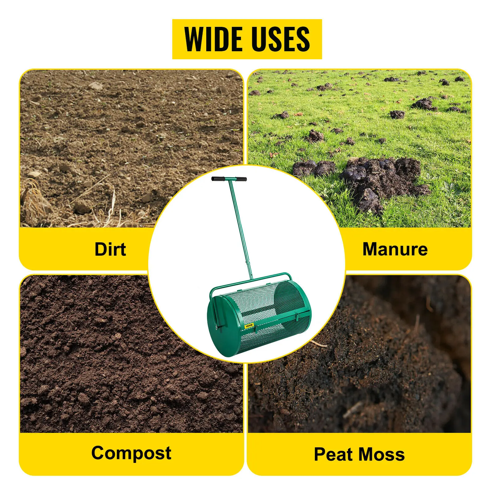 

Разбрызгиватель торфяного Моха, 24 дюйма, разбрызгиватель железа для газона, почвы для торфа, регулируемый столб для ухода за садом и газоном