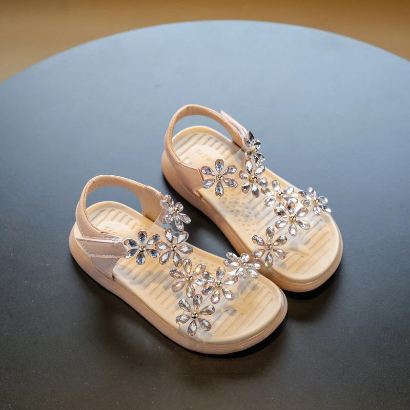 

Girls sandals 2021 new summer fashion water drill girl princess shoes children's beach shoes in the big children