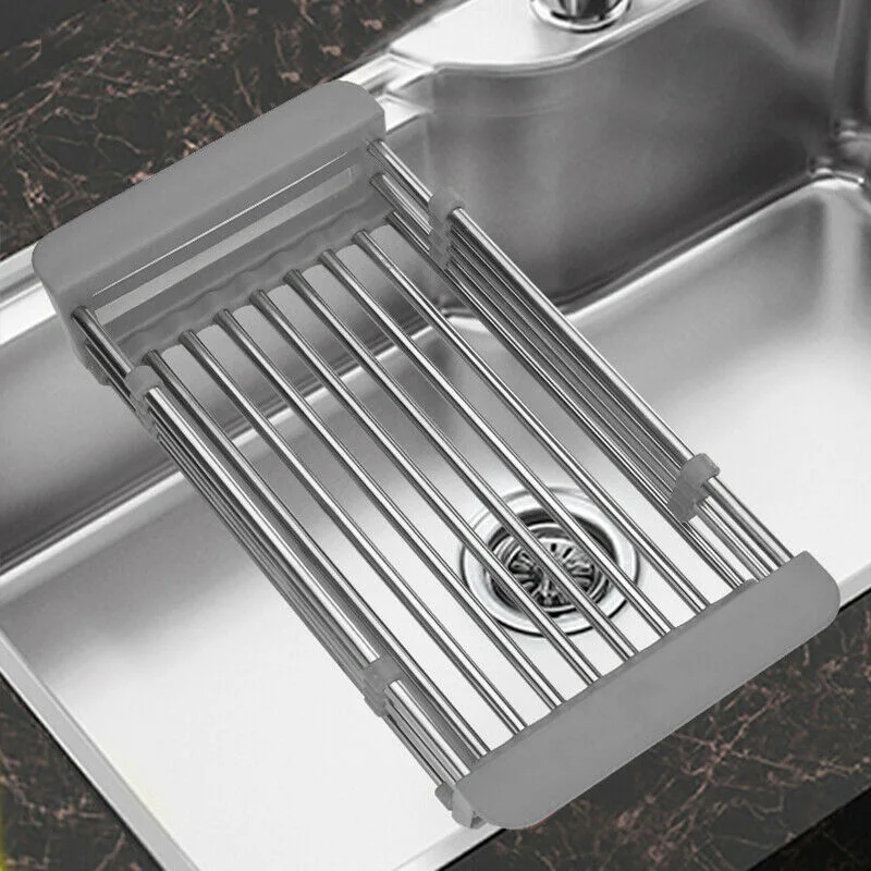 

New Adjustable Stainless Steel Sink Dish Drainer Sink Rack Drain Strainer Washing Fruit Vegetable Kitchen Accessories
