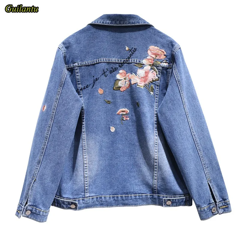 

Guilantu 2021 Spring Vintage Denim Jacket Women Clothes Plus Size 3xl Slim Short Jeans Coat Female Embroidery Floral Outerwear