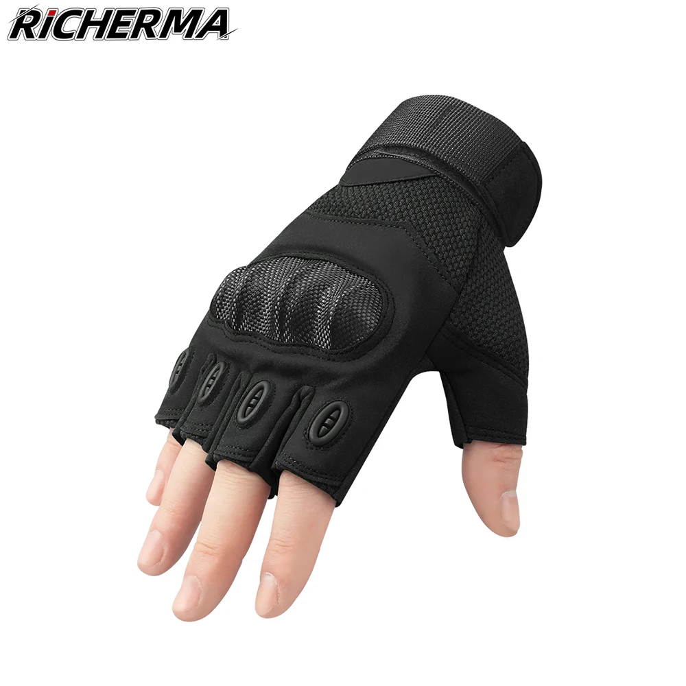 Мотоциклетные Перчатки с твердыми костяшками черные прочные нескользящие