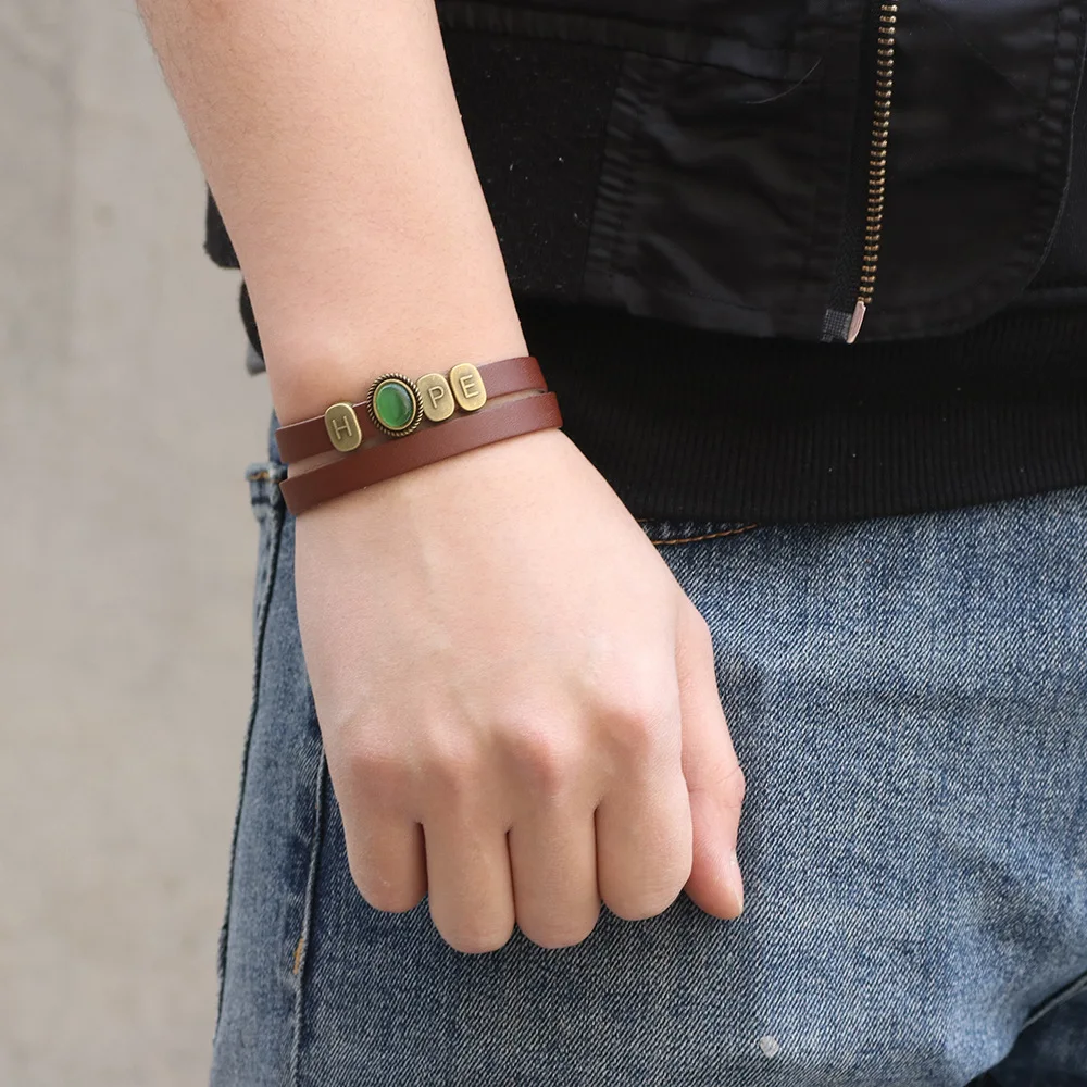 2019 горячая Распродажа HOPE плетеный браслет из сплава с буквами и камнями для