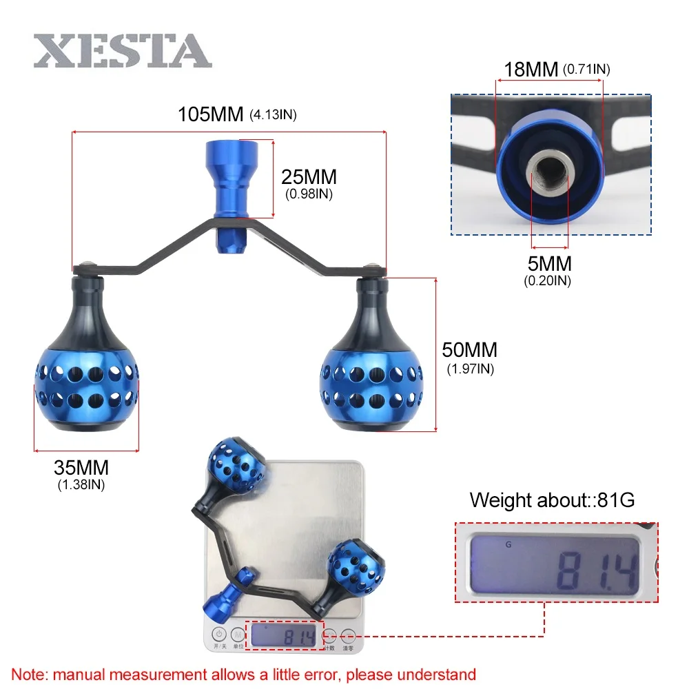 

XESTA Fishing Reels handle fit for daiwa reels Double Alloy Knob Carbon Fiber rod Stainless Steel Shaft Reel Fishing Accessories