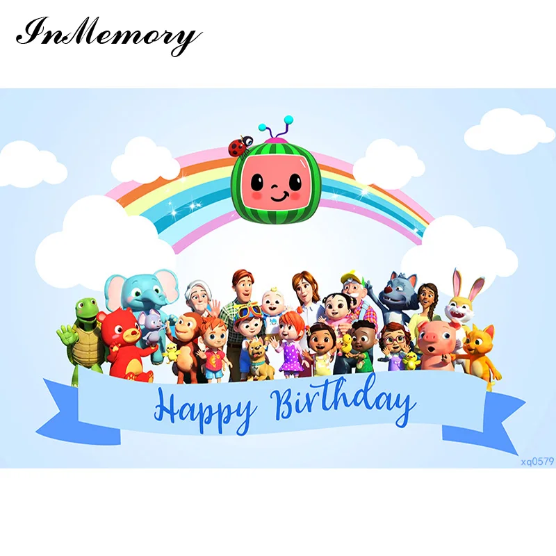 Фоны для фотосъемки детей на 1-й День рождения InMemory тема Cocomelon фоны Радужное небо