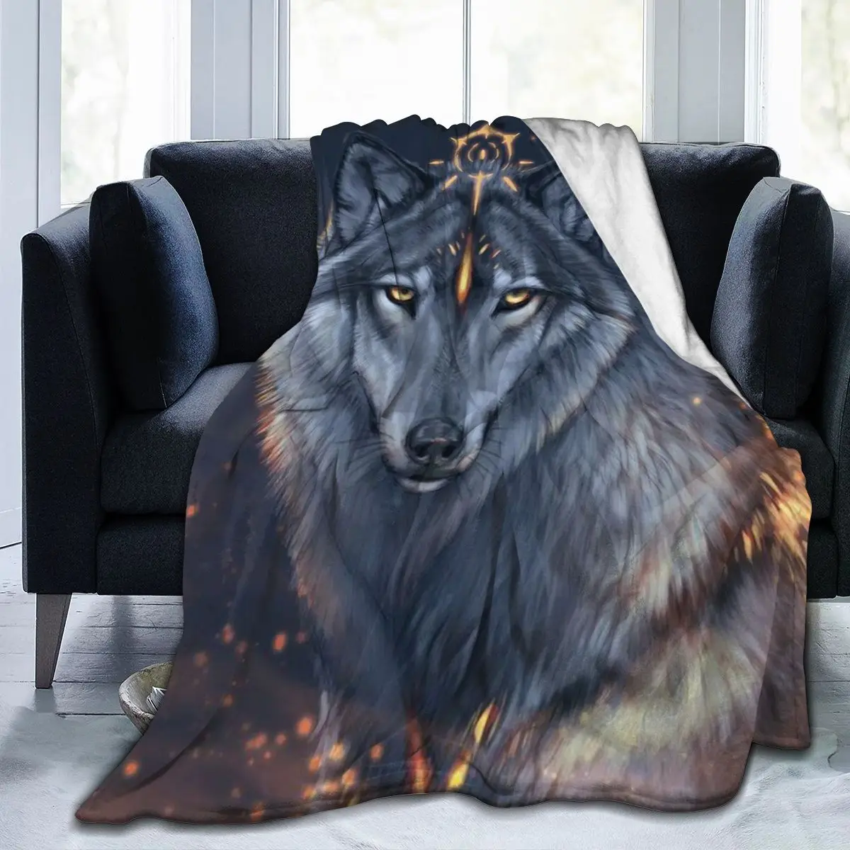 

Beautiful Wolf Cartoon Ultra Soft Blanket Sublimation Cartoon Cover Blanket Bedding Flannel for Children and Adults