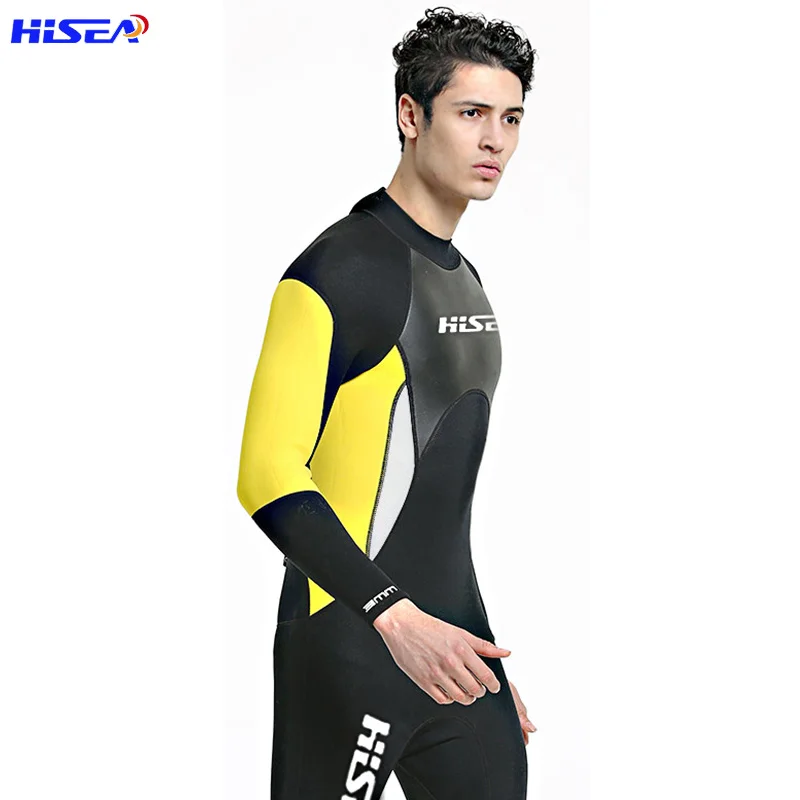 買取 Hisea 3 ミリメートルネオプレン男性ウェットスーツ抗 Uv フルボディサーフィンスピアフィッシング水泳ダイビングスーツシュノーケリングのスーツロングスリーブ暖かい