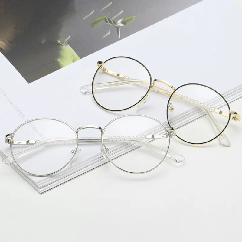 

Retro Design Outdoor Sun Discoloration Reading Glasses Women Men Metal Round Farsighted Pearl Eyeglasses 0 +25 +50 +75 To +600