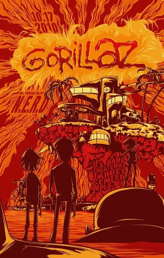

GORILLAZ MUSIC 2010 металлическая жестяная вывеска плакат табличка стена
