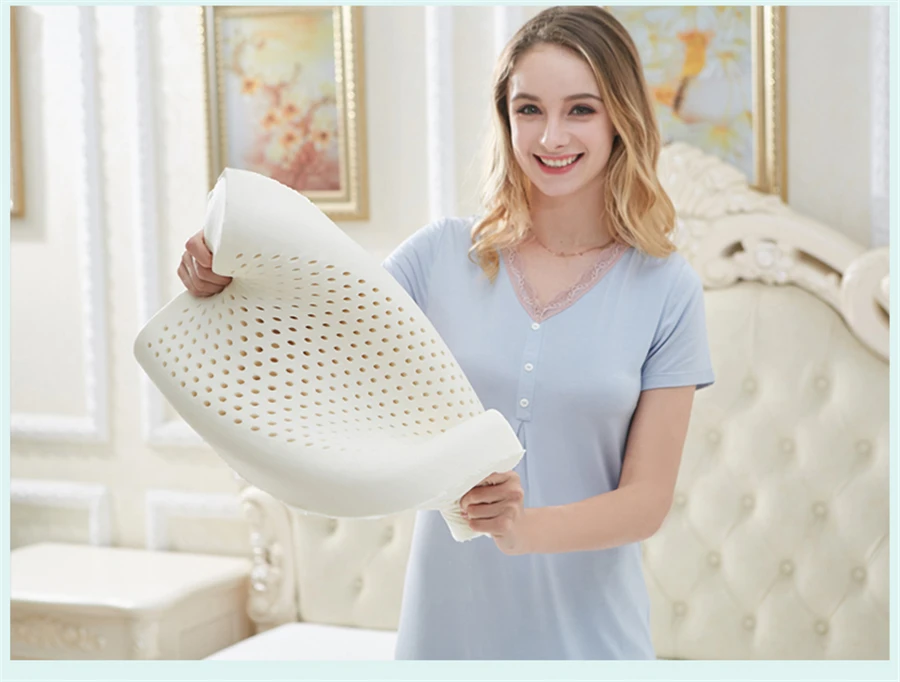 Фиолетовый Латекс 50x30 Таиланд чистый натуральный латекс Подушка позвоночника шеи защитный ученик ребенок подростка шейки ортопедическая кровать подушка
