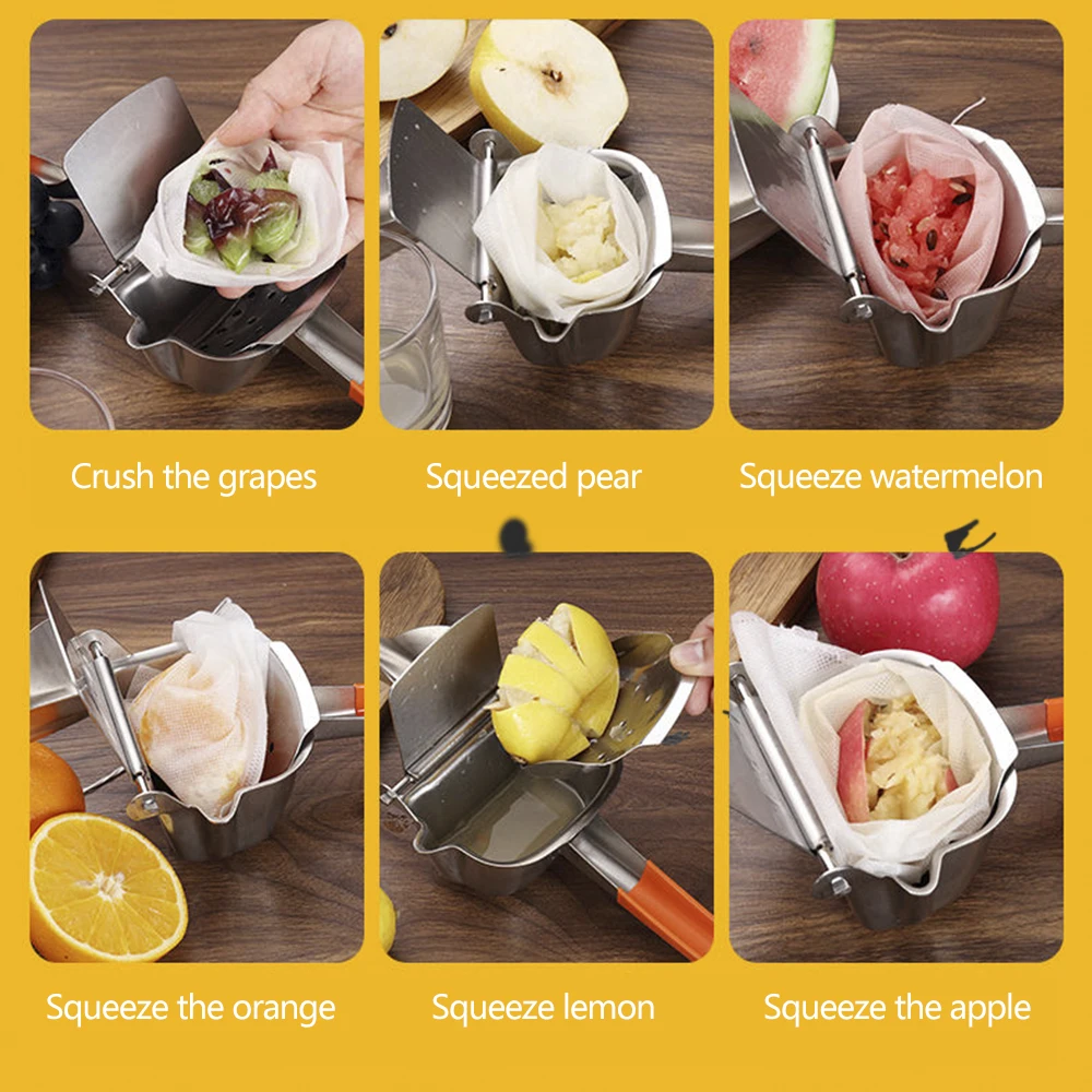 

Portable Stainless Steel Alloy Manual Juicer Is Suitable For Juicy And Soft Fruits Simple Convenient Easy To Clean Accessories