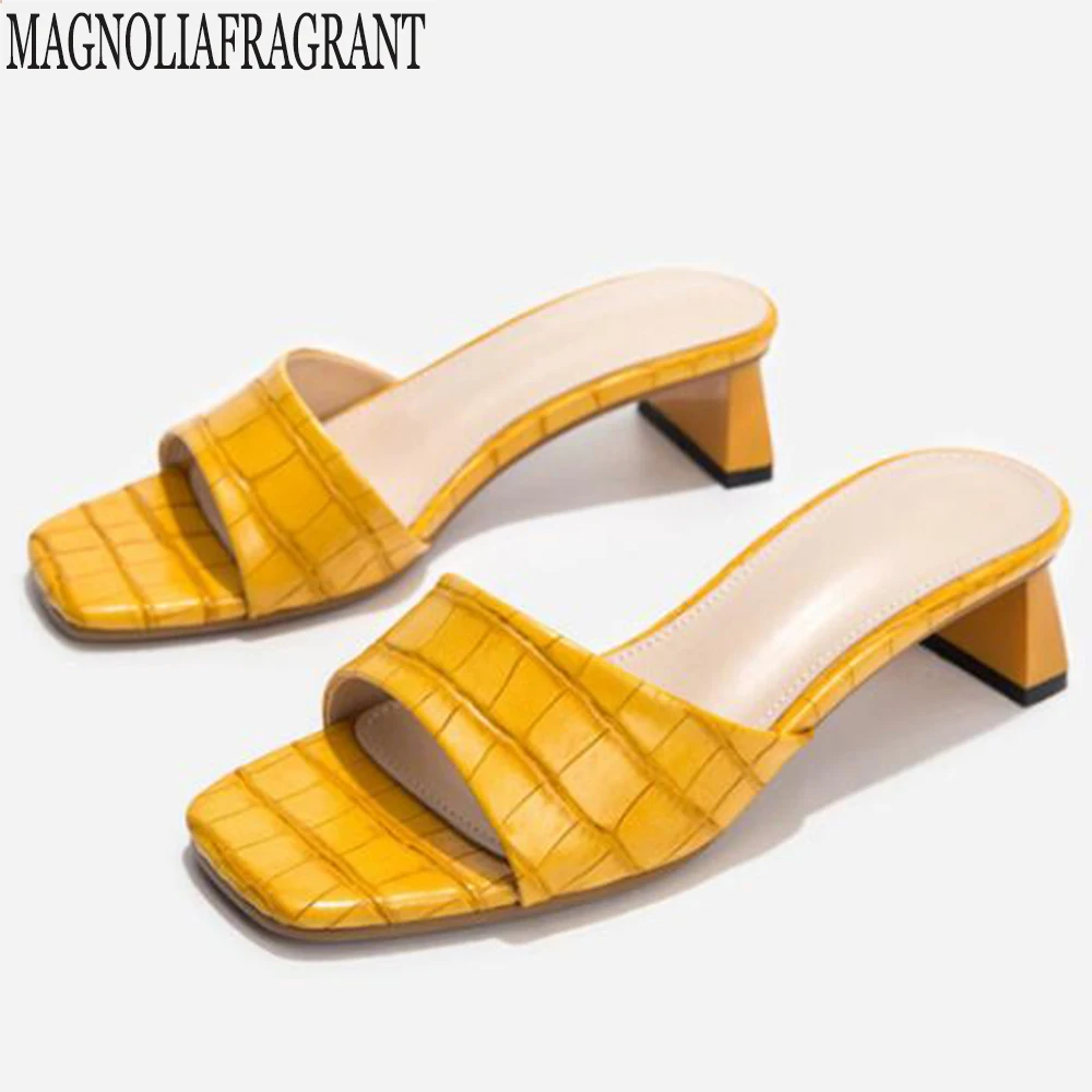 Женские сандалии и тапочки на высоком каблуке открытые босоножки толстом модель