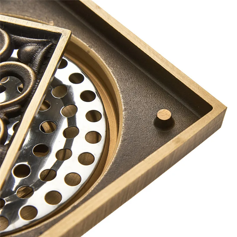 Античный латунный Слив для пола 10 см слив дезодорант ванной комнаты квадратный