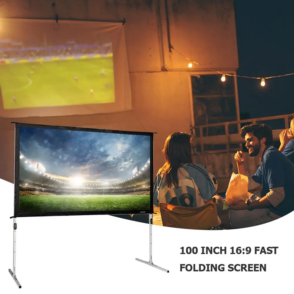 

100 inch 16:9 Fast Folding Screen Outdoor Indoor Portable Projector Screen Aluminum Support Stand