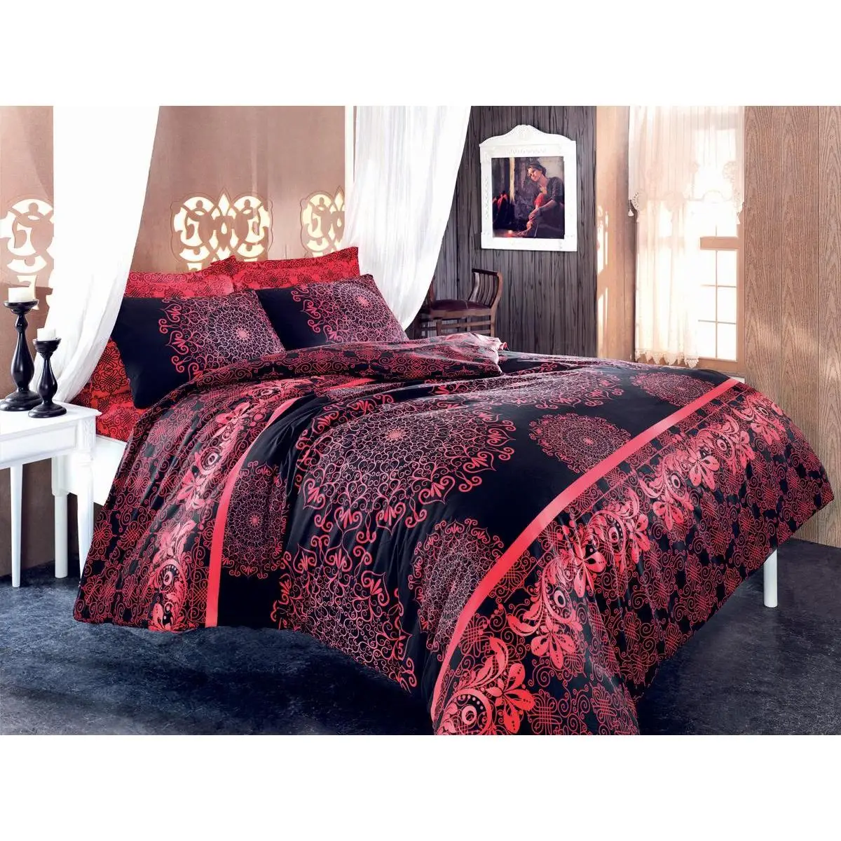 

Ottoman Double Personality Duvet cover set Red