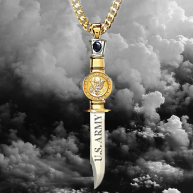 

Popular men's fashion creative exquisite golden dagger Women general shape pendant necklace holiday gift party jewelry wholesale