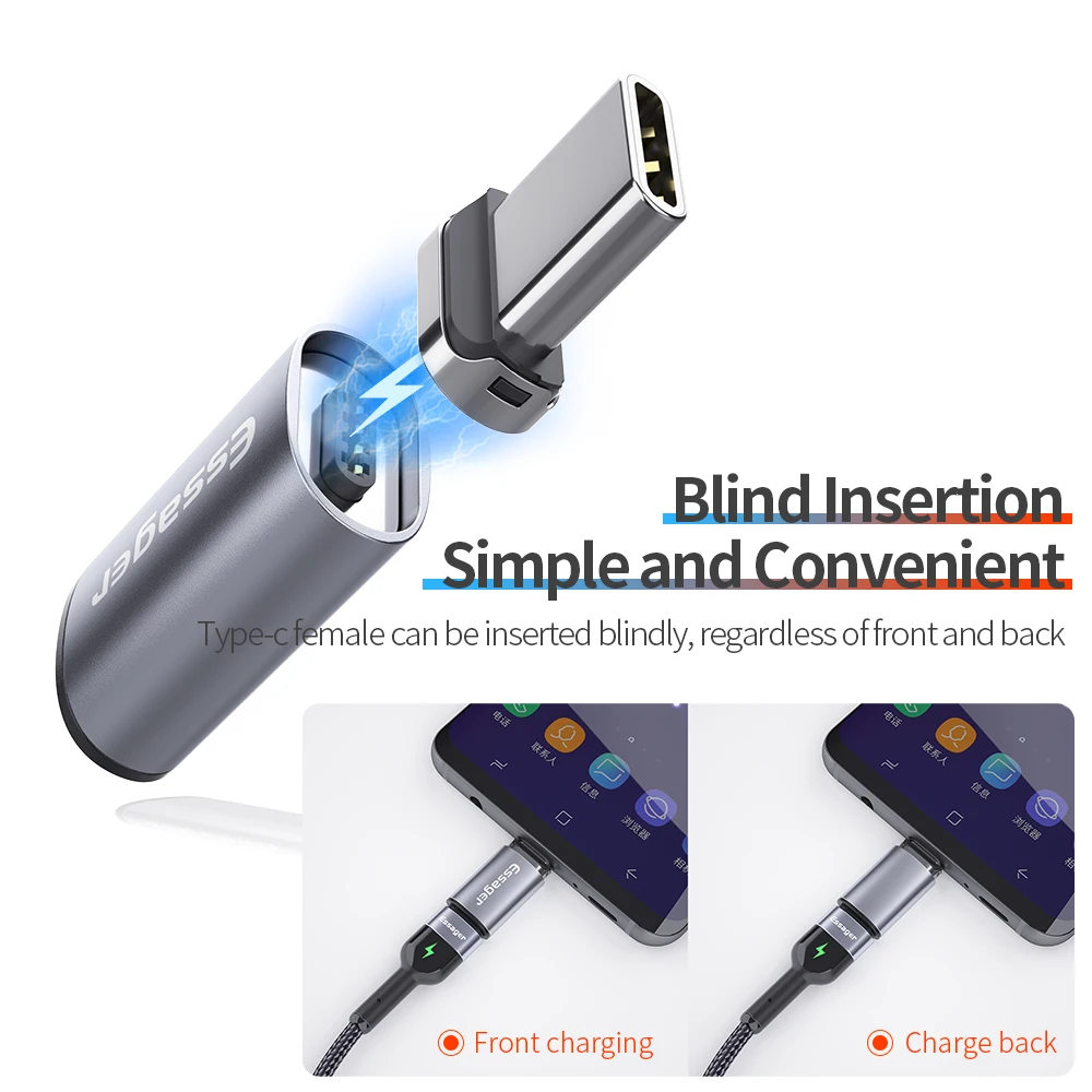 Магнитный usb адаптер Essager Type C Кабель с разъемом Мама микро папа и USB для iPhone