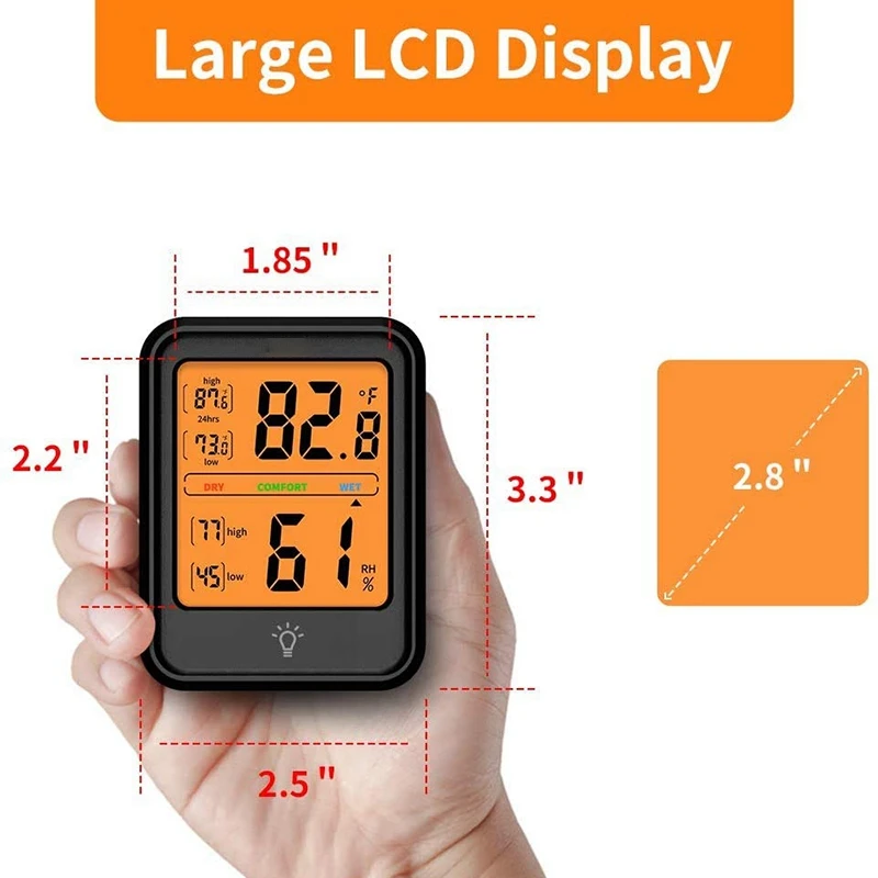 2Pcs Room Thermometer Digital Hygrometer Humidity Gauge Indicator Indoor Temperature And Monitor With Backlight | Инструменты