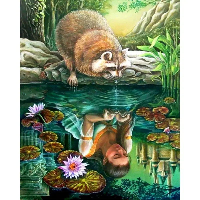 

GATYZTORY Painting By Numbers Animal And Girl Modern Wall Art Canvas Painting Acrylic Paint By Numbers For Home Decor Frameless