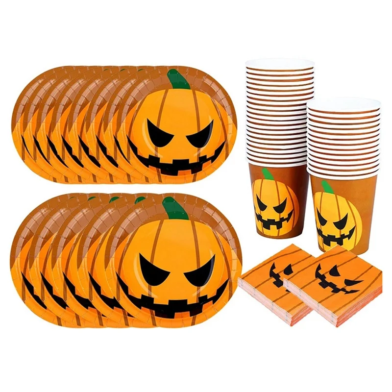 

140 шт., одноразовая посуда в виде тыквы для Хэллоуина