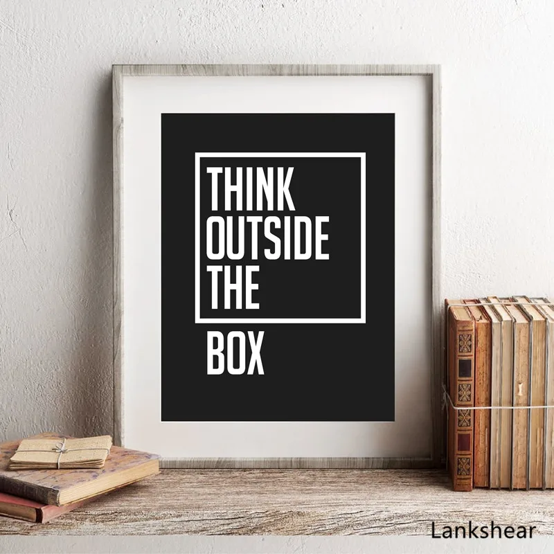 Картина на холсте с цитатами Think Quotes черная белая Художественная печать