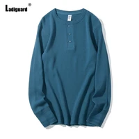 long sleeve knitted t shirt sexy mens clothing 2021 fashion buttons fly tops blue gray autumn casual pullovers men streetwear