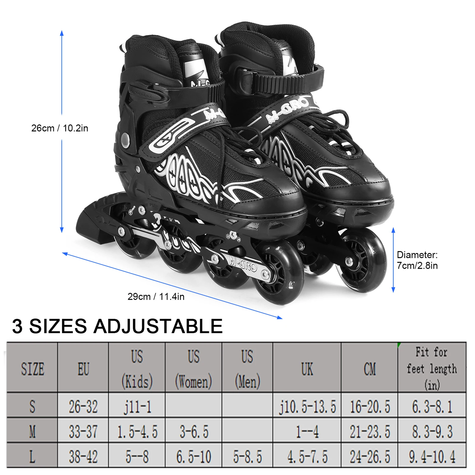 

Adjustable Inline Skates with Illuminating Wheels Skates Outdoor Skates For Kids Boys Girls Ladies