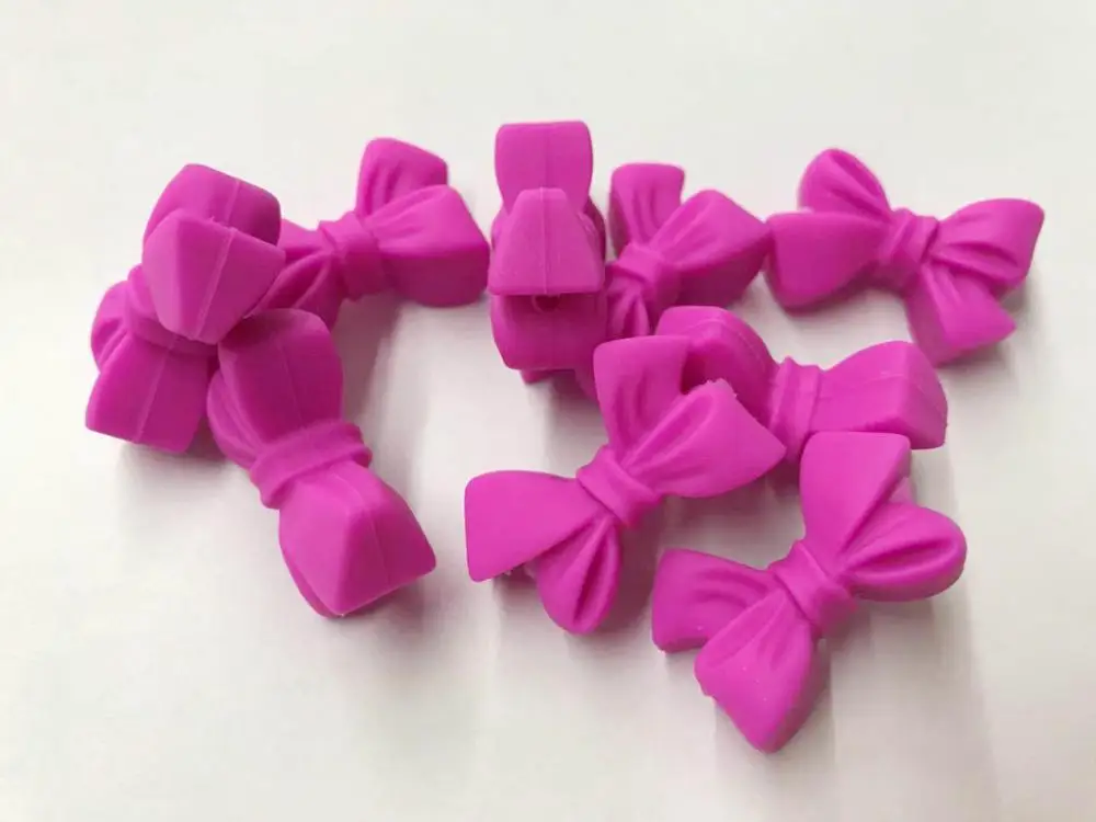 

Baby Gift 10Pcs Bowknot Silicone Beads BPA Free Bow Tie Baby Teether Beads For DIY Sensory Jewelry Making Chewable Baby Toy
