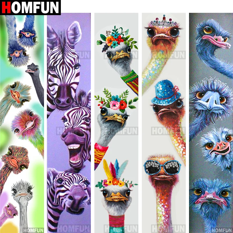Алмазная 5D картина HOMFUN Страусиная Зебра вышивка крестиком из квадратных/круглых