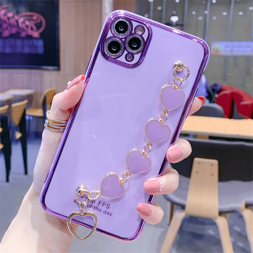 bling electroplated heart love bracelet wristband case for samsung a32 a13 03s 52 72 51 71 11 21s 31 12 70 50 10 30s a750 m31 51 free global shipping