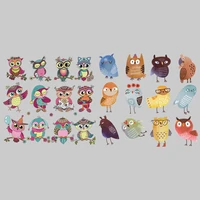 colorful owl set iron on transfers patches for clothing textile vinyl thermo stickers applique diy heat transfer stripes clothes