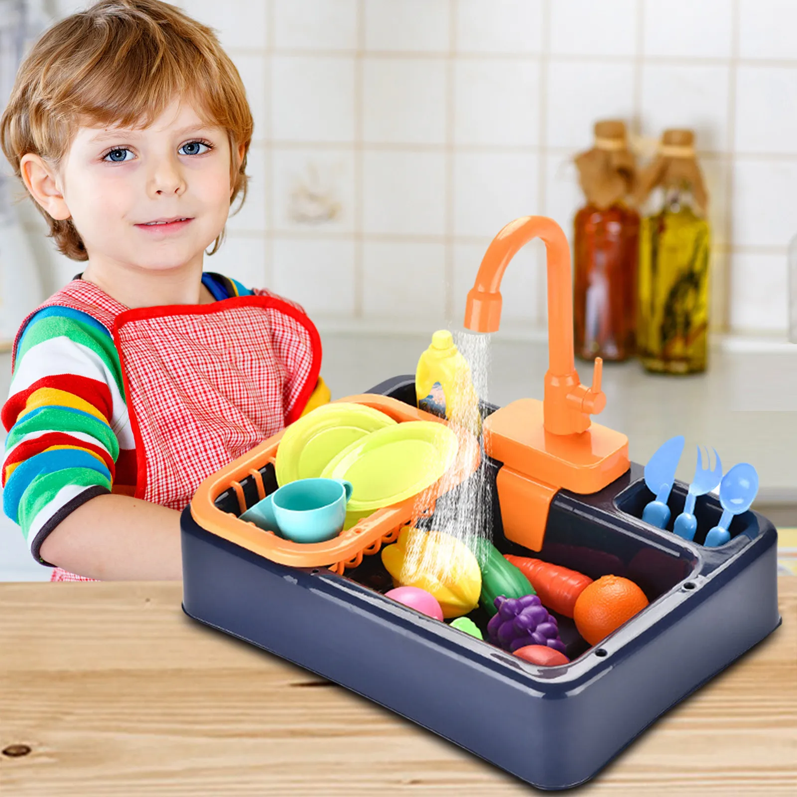 

19PCS Kitchen Sink Toys with Running Water Educational Gifts for Girls Boys Multi pc interesting