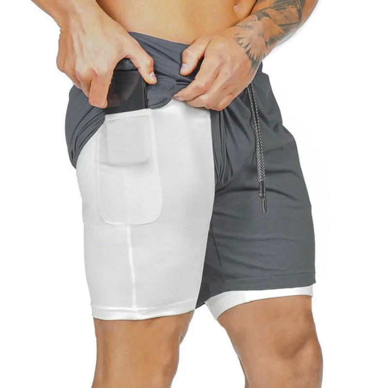 

Double Layers Running Shorts Men 2020 2 In 1 Short Pants Quick Dry Jogging Gym Fitness Training Outdoor Sport Beach Sportswear