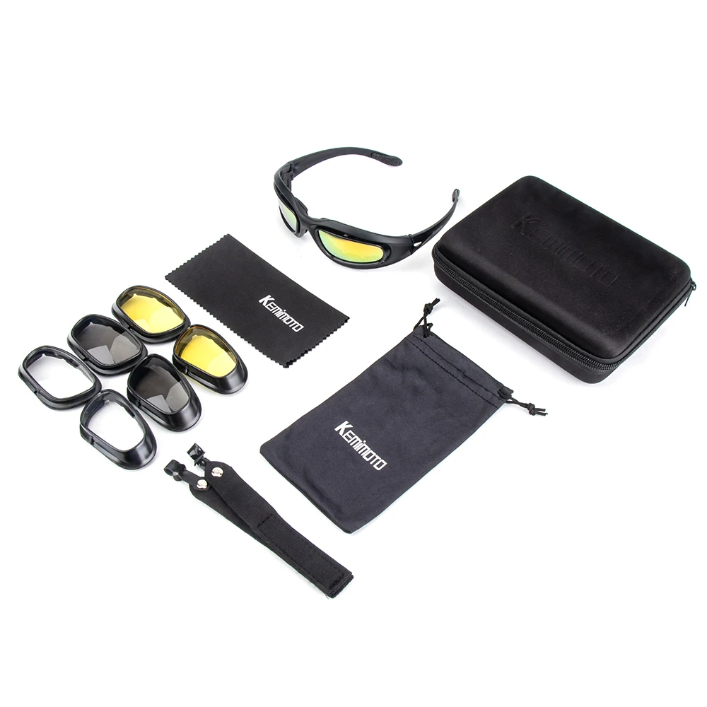 

5 Sets KEMiMOTO Motorcycle Glasses Polarized Sunglasses For Shooting Eye Protection Moto Goggles UV400 Antifog clear Lens