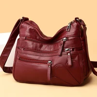 multi pocket women shoulder bag soft pu leather crossbody bag purses and handbags luxury designer ladies messenger bag sac 2021