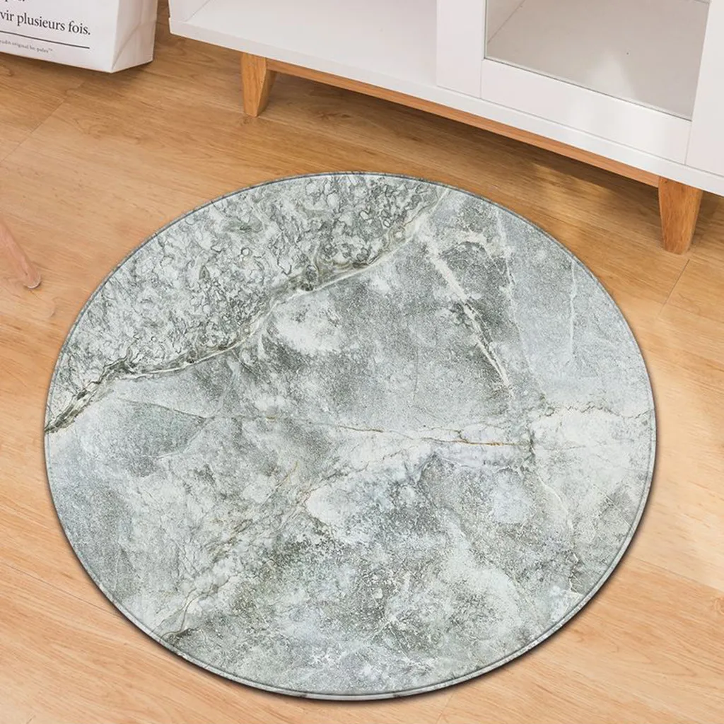 Carpet For Living Room Modern Polyester Fashion Marble Pattern Round Rug Bathroom Kitchen Multicolor Flannel 60cm | Дом и сад