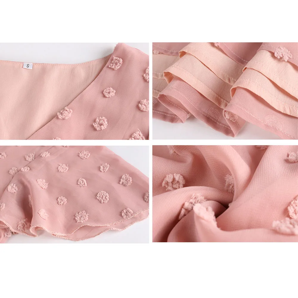 

Summer Women's Elegant Butterfly Sleeve Dress Ladies 2021 New Loose Ruffles V-neck Solid Knee-length Casual Dress