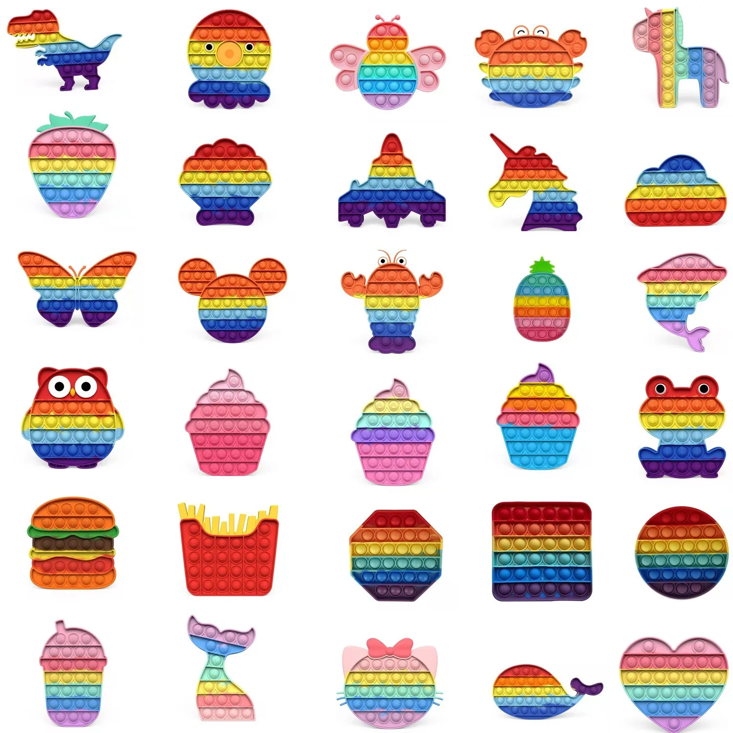 

Rainbow Bubble Pops Kids Fidget Toys Sensory Autisim Special Need Its Anti-stress Stress Relief Squishy Simple Dimple Fidget Toy