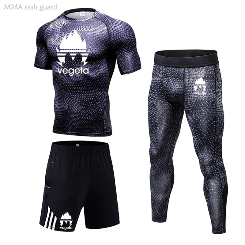 

Summer Running Suit Men's Sports Top Short-Sleeved Compression Leggings Workout Clothing Quick Dry Gym Men's Full Suit Tracksuit