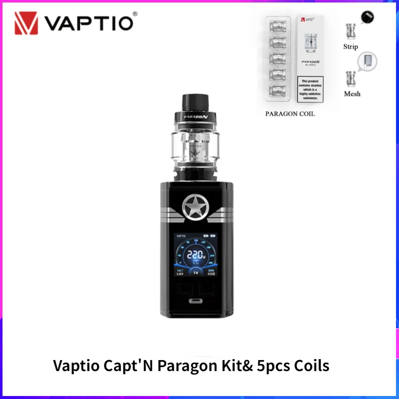 Оригинальный Vaptio capn'paragon Captain Kit 220 Вт 510 бокс-мод вейп с атомайзером 8 мл/2 мл