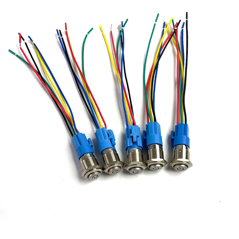 Светодиодная металлическая кнопка с подсветильник кой 16 мм водонепроницаемая