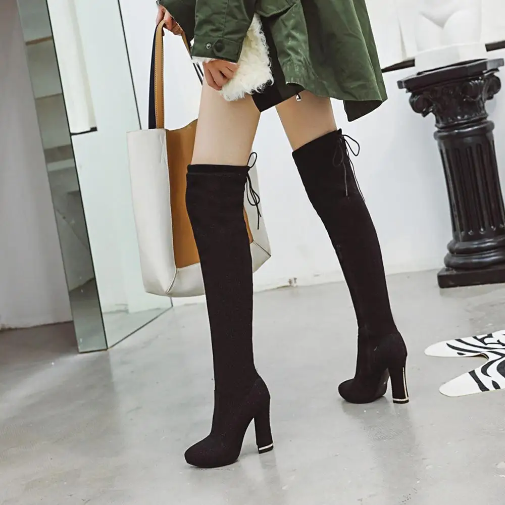 Женские теплые сапоги высокие В рыцарском стиле с боковой молнией Сапоги выше