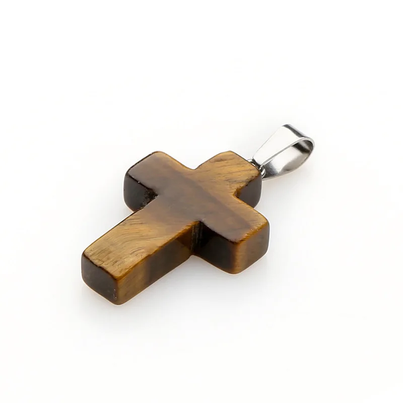 18x28mm Necklace Pendants Natural Semi-precious Stone 11 Colors For Your Choice Cross Shape Crystal Agate Rose Quartz | Украшения и