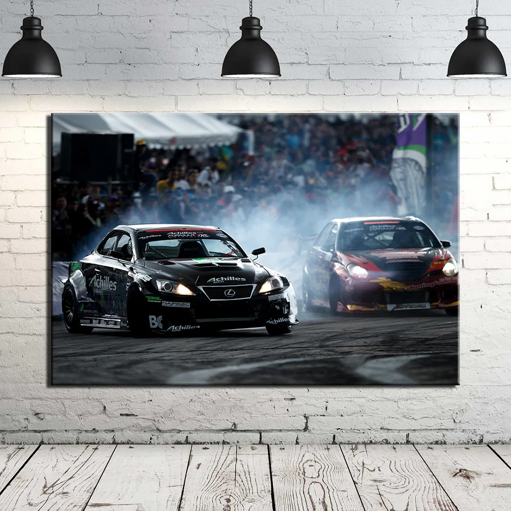 Гоночный автомобиль Дрифт постер холст картины настенное искусство ткань печать