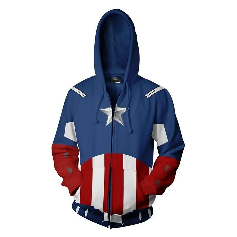 Cosplay Steve Rogers Captian Costume America Hoodies Men's Jacket Adult Coat Autumn Tops 3D Print Halloween Party Prop
