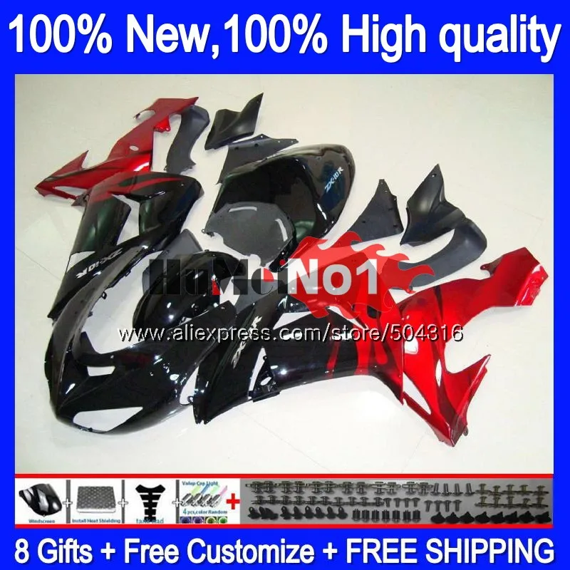 

Body For KAWASAKI ZX-1000 ZX 10 R ZX 1000CC ZX10R 06 07 72MC.10 Red flames ZX-10R ZX1000 CC ZX 10R 2006 2007 06 07 Fairing