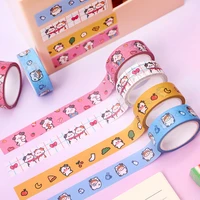 cartoon calf and paper tape student hand account material stickers diy decorative stickers cute girl ins colored small tape