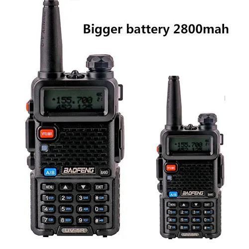 2 шт. BAOFENG UV-5R v5r hf трансивер для прогулки разговора vox sos светодиодный фонарик fm радио связь 10 км Охота 2 способ радио - Цвет: 2pcs black standard