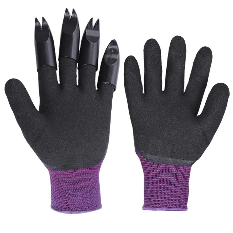 1 Pair Garden Gloves 4 Hand Claw ABS Plastic Rubber Gloves Quick Excavation Plant Waterproof Insulation Home garden supplies - Цвет: 1 Pair